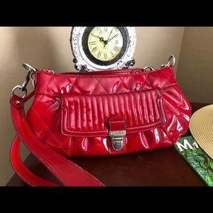 Red Coach Patent Leather Purse with Pink Lining